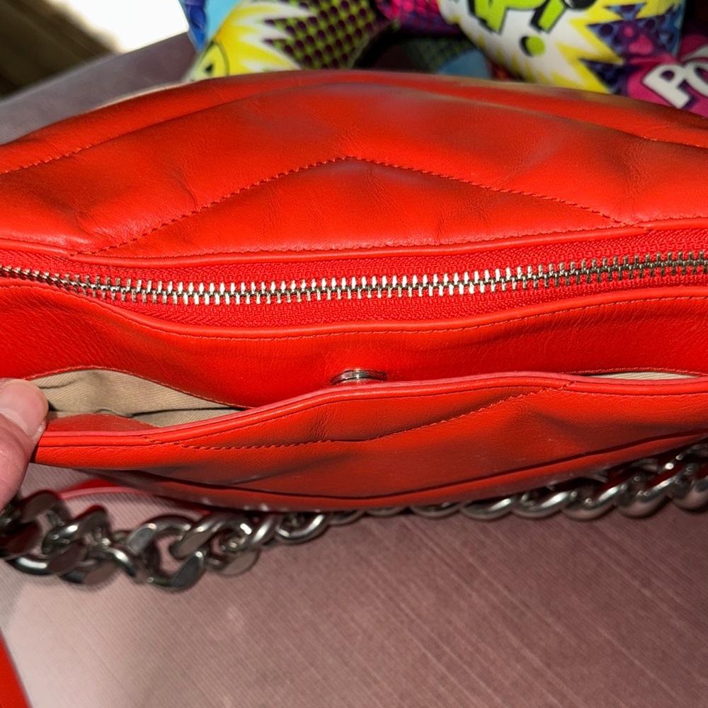 Rebecca Minkoff Bold Orange Crossbody Bag with Chain - Picture 11 of 12